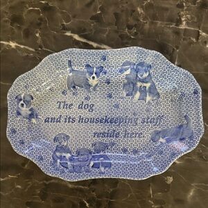 Charming Blue Dog-Themed Ceramic Plate